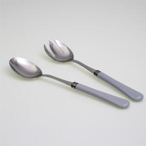 Coppia Insalata set da 2 pezzi Giulietta in acciaio inox 18/10 manico in metacrilato spessore 1,5 mm colorato Grigio