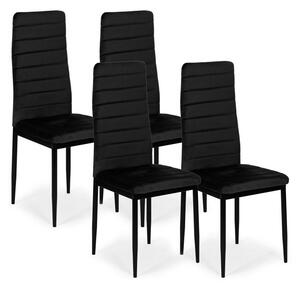 Set di 4 eleganti sedie in velluto nero