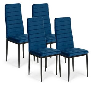 Set di 4 eleganti sedie in velluto blu