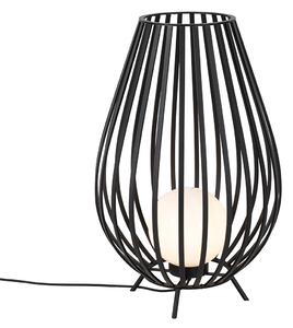 Lampada da terra di design nera con opale 70 cm - Angela