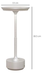 HOMCOM Lampada Senza Filo Touch Luce LED 3 Tonalità e Batteria Ricaricabile, Ø13x28.5cm, Argento
