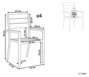 Set di 4 sedie da giardino in plastica grigia con struttura in alluminio e patio moderno Beliani