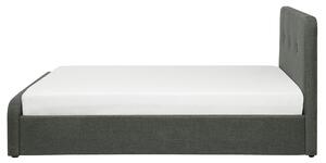 Letto a doghe Tessuto in poliestere grigio scuro Gambe in legno imbottite Pouf contenitore 160 x 200 cm Design moderno Beliani