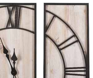 Orologio da parete in legno chiaro 3 pezzi 75 x 75 cm con struttura in metallo Nero fatto a mano Beliani
