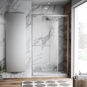 Porta doccia battente Namara 120 cm, H 195 cm in vetro temprato, spessore 8 mm trasparente silver