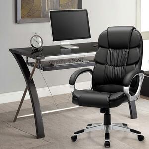 Costway Sedia girevole da ufficio, Sedia ergonomica con cuscino spesso e braccioli imbottiti, Nero