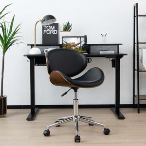 Costway Sedia in legno curvato per scrivania con sedile girevole e altezza regolabile, Sedia mid-century con ruote Nero