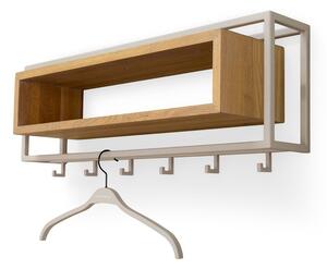 Attaccapanni da parete di colore naturale/grigio tortora in rovere massiccio con scaffale 78 cm School – Spinder Design