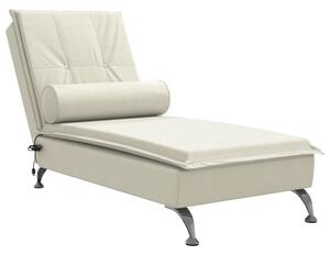 Chaise longue da massaggio con bolster in velluto crema