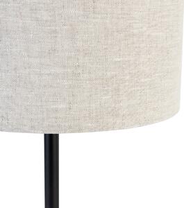 Lampada da tavolo moderna nera con paralume bouclè grigio chiaro 35 cm - Simplo