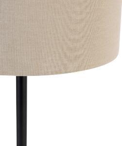 Lampada da tavolo moderna nera con paralume bouclè marrone chiaro 35 cm - Simplo