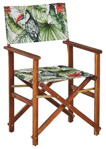 Set di 2 sedie da regista da giardino in legno scuro con tessuto di ricambio in tessuto di acacia grigio con 2 Tele intercambiabili Beliani
