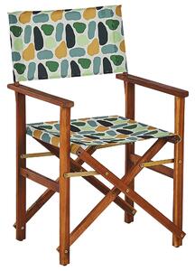 Set di 2 sedie da regista da giardino in legno scuro con tessuto di ricambio in tessuto di acacia grigio astratto modello pieghevole con 2 Tele intercambiabili Beliani