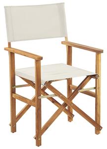 Set di 2 sedie da regista da giardino in legno chiaro con tessuto di ricambio in tessuto acacia bianco sporco con 2 Tele intercambiabili Beliani