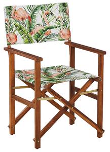 Set di 2 sedie da regista da giardino in legno scuro con tessuto di ricambio in tessuto di acacia grigio fenicottero con 2 Tele intercambiabili Beliani