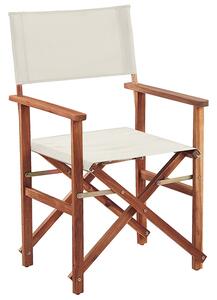 Set di 2 sedie da regista da giardino in legno scuro con tessuto di ricambio in tessuto acacia astratto bianco sporco con 2 Tele intercambiabili Beliani