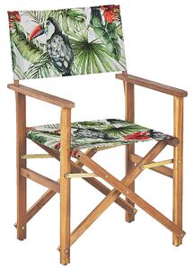 Set di 2 sedie da regista da giardino in legno chiaro con tessuto di ricambio in tessuto di acacia grigio con 2 Tele intercambiabili Beliani