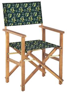 Set di 2 sedie da regista da giardino in legno chiaro con tessuto di ricambio in tessuto di acacia olive bianco sporco con 2 Tele intercambiabili Beliani