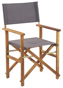 Set di 2 sedie da regista da giardino in legno chiaro con tessuto di ricambio in tessuto di acacia grigio con 2 Tele intercambiabili Beliani