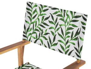 Set di 2 sedie da regista da giardino in legno chiaro con foglie di acacia grigie modello tessuto sostitutivo pieghevole con 2 Tele intercambiabili Beliani
