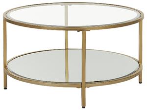 Tavolino rotondo piano in vetro temperato e metallo oro ø 70 cm Beliani