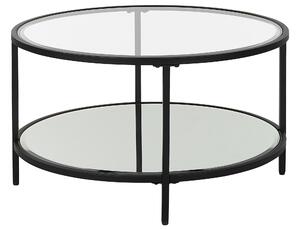 Tavolino rotondo piano in vetro temperato e metallo nero ø 70 cm Beliani