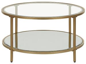 Tavolino rotondo piano in vetro temperato e metallo oro ø 70 cm Beliani