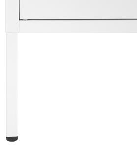 Credenza in metallo bianco 118 x 40 cm 2 ante in rete ripiani gambe gestione cavi mobile tv industriale soggiorno Beliani