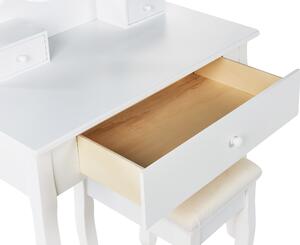 Toeletta in MDF bianco e Nero in legno massello 137 x 60 cm 3 cassetti mobili soggiorno design glam camera da letto Beliani