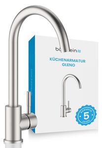 Rubinetto da cucina Bächlein girevole a 360° - acciaio inox spazzolato - miscelatore monocomando per lavello con bocca girevole a 360°, rubinetto da cucina