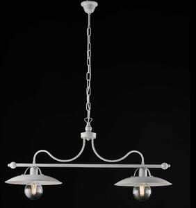 Be Light Lampada a sospensione dalle linee classiche/rustiche con struttura in metallo Cantina Metallo Bianco/Argento E27 60W 2 Lampadine