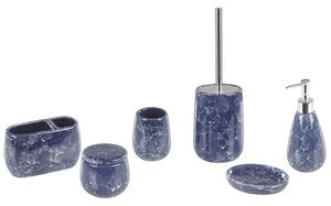 Set di accessori per il bagno in marmo blu in ceramica Glam Glamour Dispenser di sapone Porta scopino Beliani