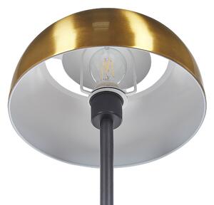Lampada da Terra dorato con Base Rotonda in Metallo Nero Paralume A Cupola Glam Luce Ambientale Soggiorno Illuminazione Beliani