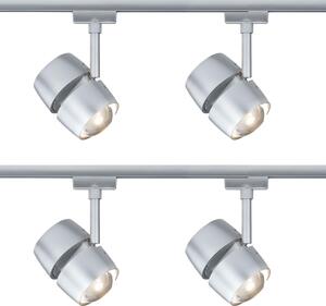Set da 4 Paulmann 969.35 URail Spot Oculus 2x5W cromo opaco 230V in metallo, dimmerabile, 2700K, equivalente a 2x 40W, 2x 300 lm
