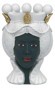 Bongelli Preziosi Testa di moro media dalle linee moderne con viso femminile Marmorino Bianco/Nero
