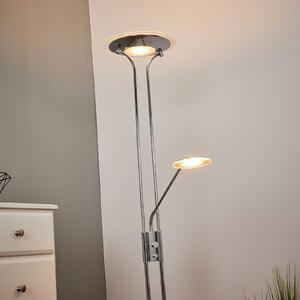 Lindby Aras - Piantana LED con lampada da lettura, cromo