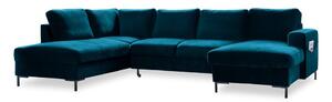 Divano letto angolare in velluto color petrolio (angolo sinistro) Lofty Lilly - Miuform