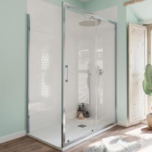 Lato fisso 1 porta fissa Bilbao 70 cm, H 190 cm in vetro temprato, spessore 6 mm trasparente cromato