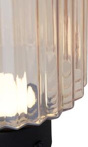 Lampada da tavolo moderna nera con vetro ambra ricaricabile - Millie