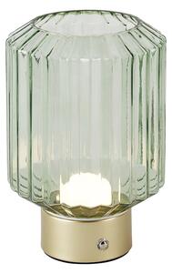 Lampada da tavolo moderna in ottone con vetro verde ricaricabile - Millie