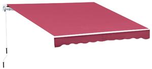 Outsunny Tenda da Sole Avvolgibile a Caduta Manuale per Porte e Finestre, in Alluminio e Poliestere Anti-UV, 295x245cm, Rosso Scuro | Aosom Italy