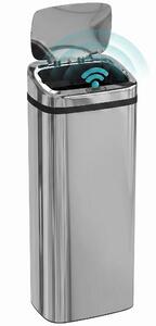 HomCom Cestino dei Rifiuti Rettangolare in Acciaio Inox con Sensore a Infrarossi, 50L|Aosom