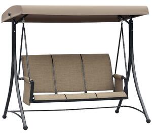 Outsunny Dondolo 3 Posti da Giardino o Terrazzo con Tettuccio Regolabile e Tasche Portaoggetti Marrone 196x128x172cm|Aosom