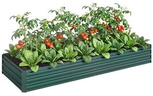 Outsunny Letto per Orto Rialzato in Metallo da Esterno, Portapiante da Giardino per Fiori ed Erbe Aromatiche, Verde|Aosom