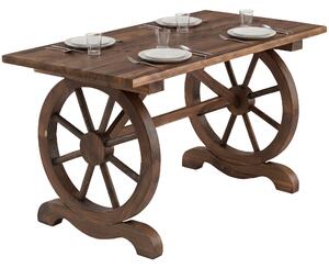 Outsunny Tavolo da Giardino Stile Country con Gambe a Ruota, in Legno di Abete Resistente alle Intemperie 113x60x65cm|Aosom