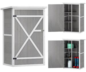 Outsunny Casetta da Giardino in Legno con Tetto Impermeabile, Armadio Porta Attrezzi da Esterno con 2 Mensole, 75x56x115cm, Grigio | Aosom Italy