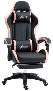 Vinsetto Sedia ergonomica da Gaming ad Altezza Regolabile con Poggiatesta e Poggiapiedi retrattile,reclinazione a 135° e leva a gas, Rosa e Nero| Aosom Italy