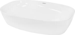 LuxeBath lavabo Lavabo da appoggio ovale, 60,5x38x14 cm, bianco, Vetroceramica