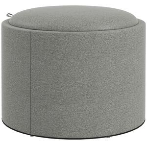 HOMCOM Pouf Contenitore Effetto Lino da 120 kg max con Vassoio a Ribalta, in MDF, 56x56x42 cm, Grigio