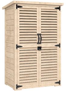 Outsunny Armadio Portaoggetti a 2 Ripiani con Picchetti da Esterno, in Legno di Abete, 75x50x111/118 cm, Legno naturale | Asosm Italy